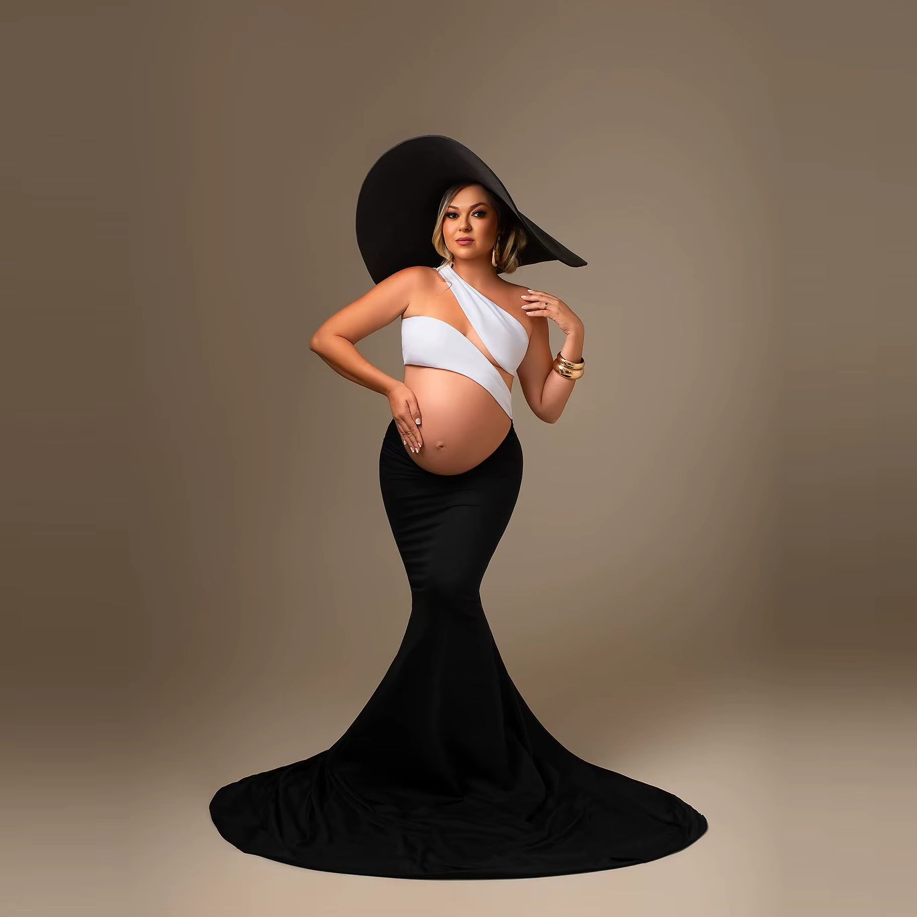 Jupe noire ajustée avec longue traîne pour femmes enceintes, jupes de photographie de maternité, gra
