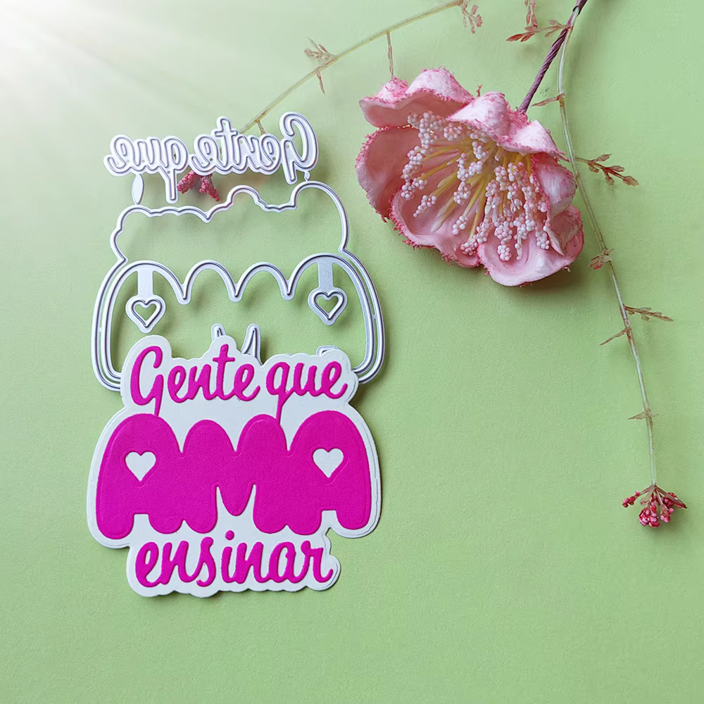 Belles matrices de découpe de phrase portugaise, scrapbooking, timbres artisanaux en relief, puzzle