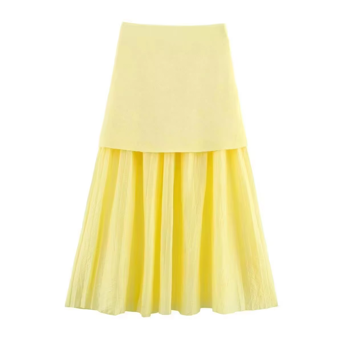Jupe midi élégante pour femme HH, unie avec empiècements, décontractée, taille haute, plissée, pour 