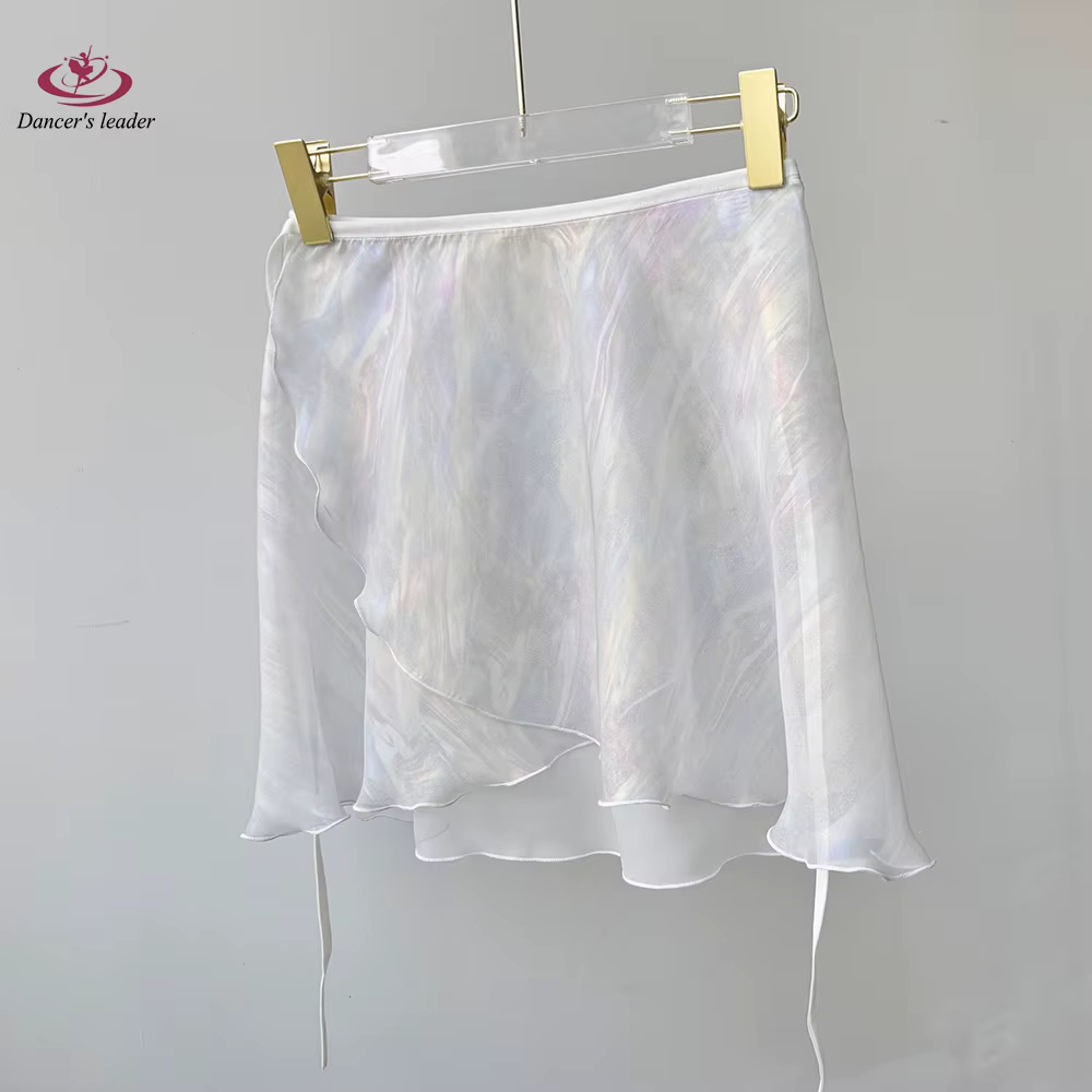 Jupe de ballet pour femmes, jeune fille de sirène, jupe de danse à lacets en feuille d'or irisée, co