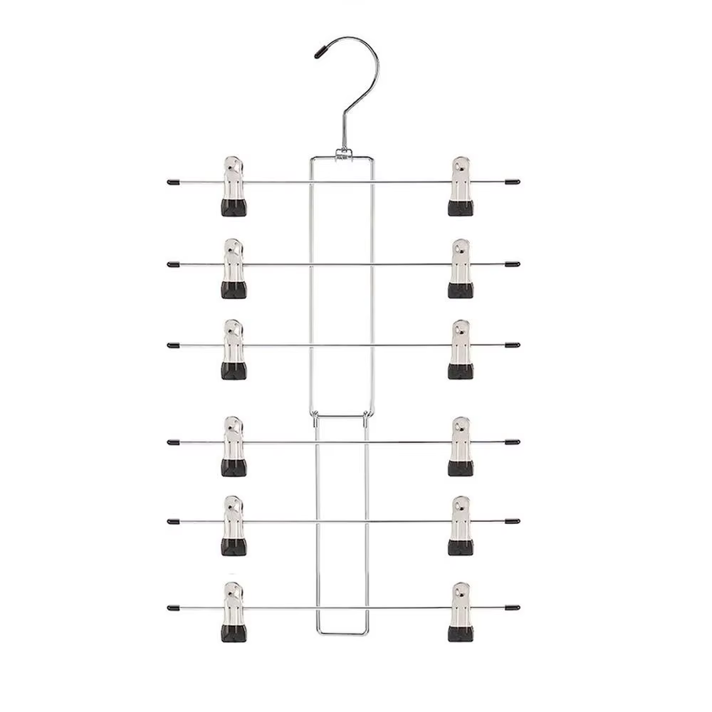 Cintres à 6 couches pour jupe et pantalon multicouches, Clips de suspension en métal antidérapants, 