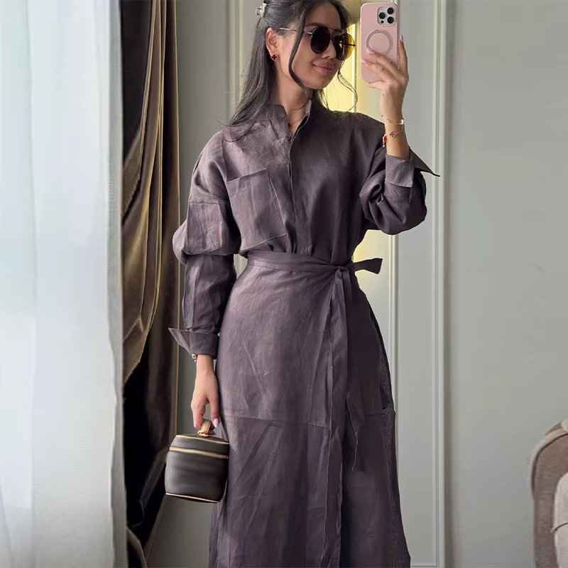 Ensemble chic pour femme : chemise, pantalon et jupe à lacets, col rond, chemise à simple boutonnage