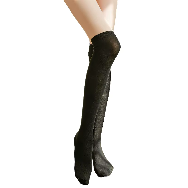 Chaussettes longues sexy noires et blanches pour femmes, bas au-dessus du genou, bas Lolita pour dam