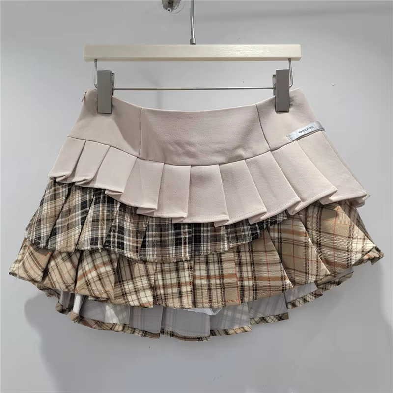 Jupe plissée tendance pour femme, style chic et sexy, motif à empiècements, taille haute, coupe ajus