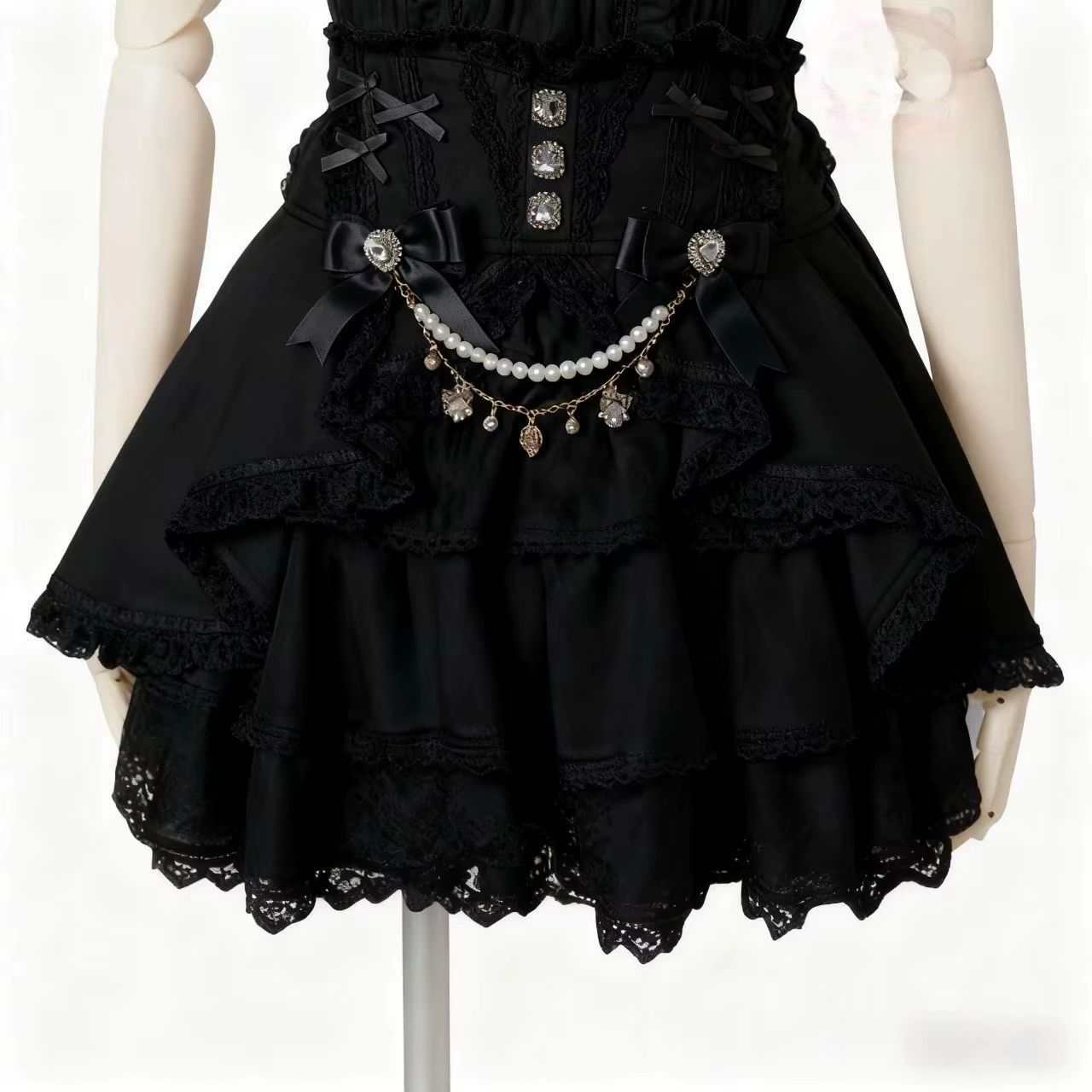 2025 Faldas Mujer De Moda Jupe japonaise femmes taille mince a-ligne Saia Patchwork dentelle douce J
