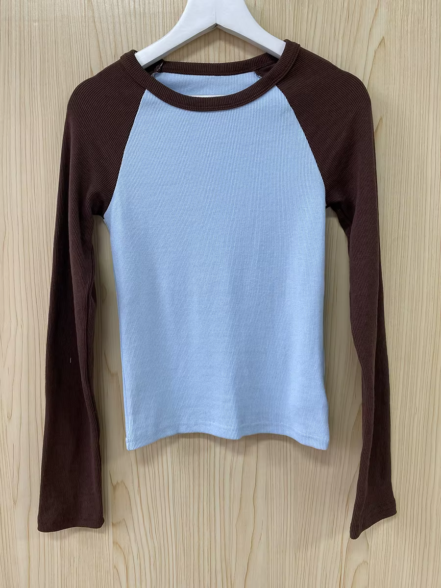 Rose rayé mince à manches longues T-shirts femmes printemps décontracté coton col rond t-shirt nouve