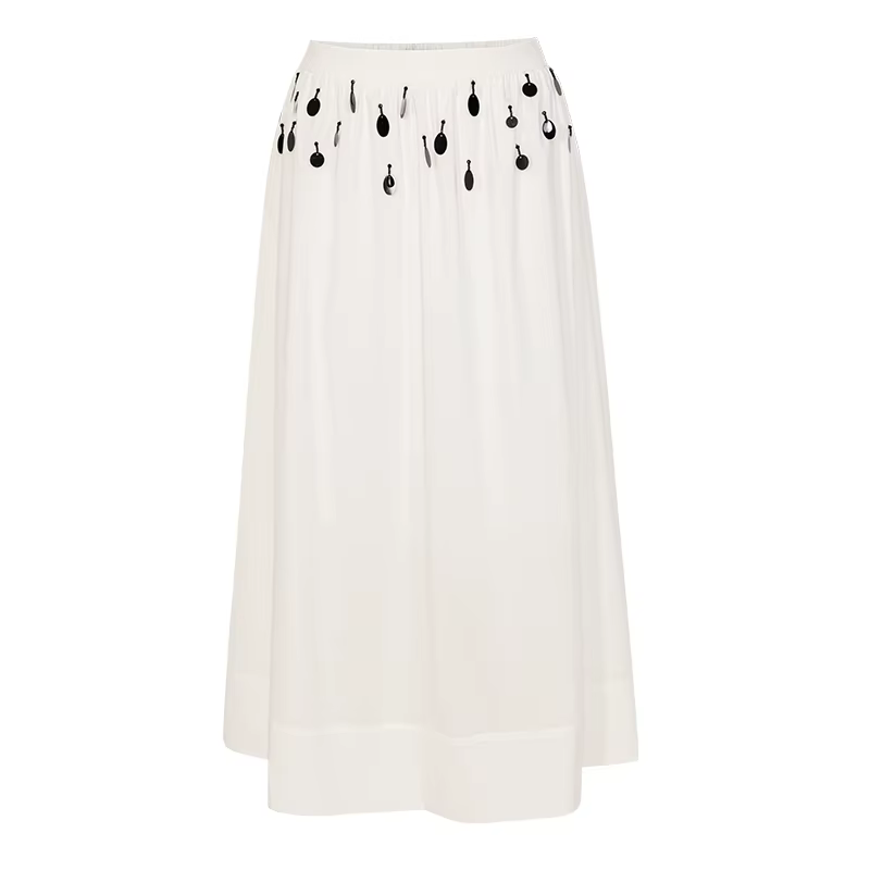 AEL femmes taille haute a-ligne jupe à paillettes dames conception minimaliste jupe longue