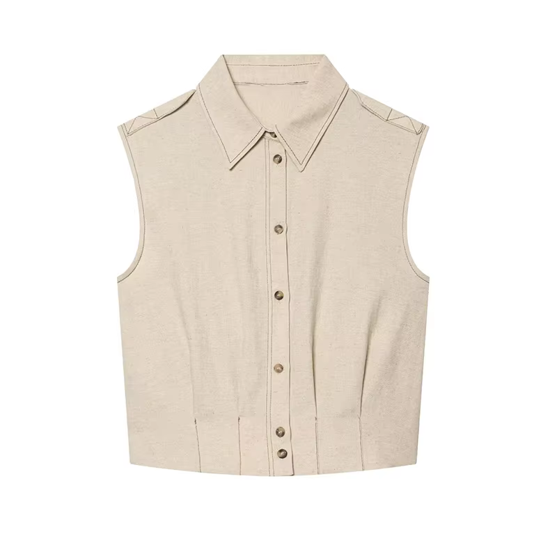 Ensemble jupe midi femme 2026 – Nouvelle collection été : Haut sans manches à col revers et jupe bou