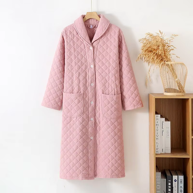 Automne hiver femmes chaud coton avec remplissage Robe dames peignoir femme à manches longues Robe d