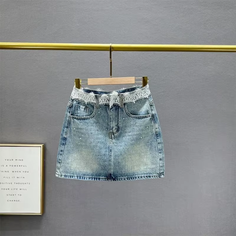 Jupes en jean pour femmes, Mini jupe en jean d'épissure, vêtements élégants, tendance 2025, Style co