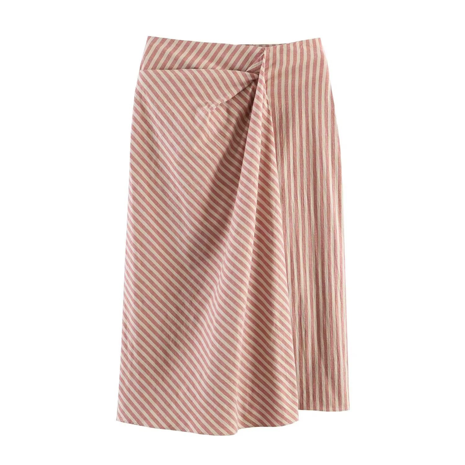 TFMLN 2026 Nouvelle jupe longue pour femme, taille haute, rayée, plissée, fendue, style streetwear v