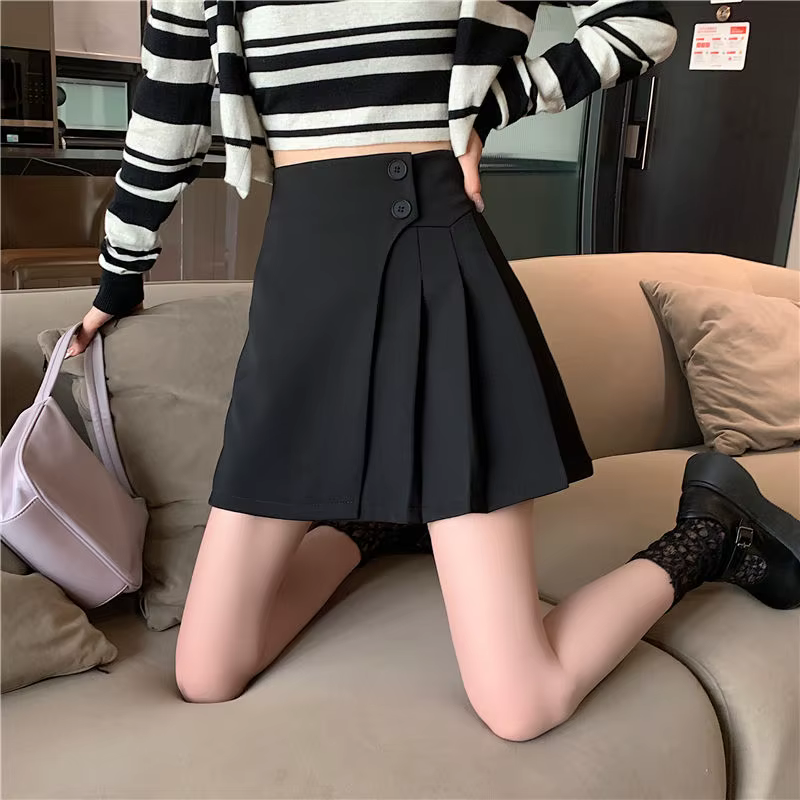 Ingent-Jupe plissée taille haute pour femme, design féminin, fouet, niche, ligne A, irrégulière, nou