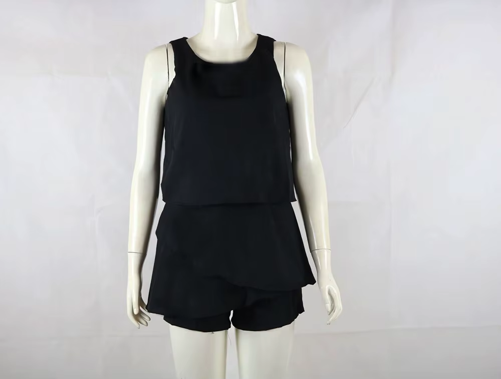 Dame mode combinaison sans manches col rond Shorts combinaisons pour les femmes vacances plage fête