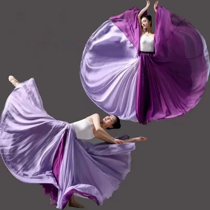 Femmes classique moderne danse formation jupe élégante ethnique Double mousseline de soie Performanc