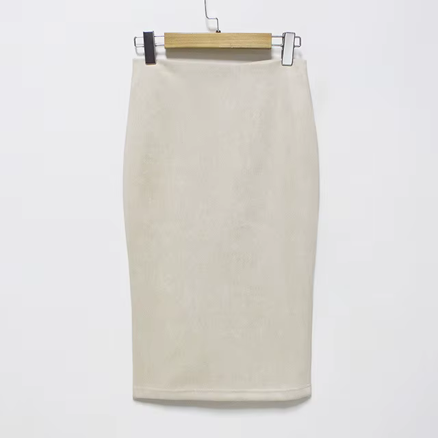 Jupe fendue en daim de couleur unie, jupe taille haute aux hanches