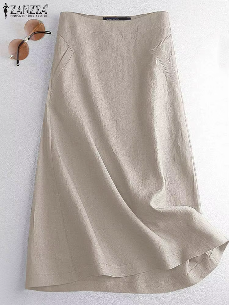 ZANZEA Vintage été élégant taille haute a-ligne jupes femmes décontracté fête travail Faldas Saia so