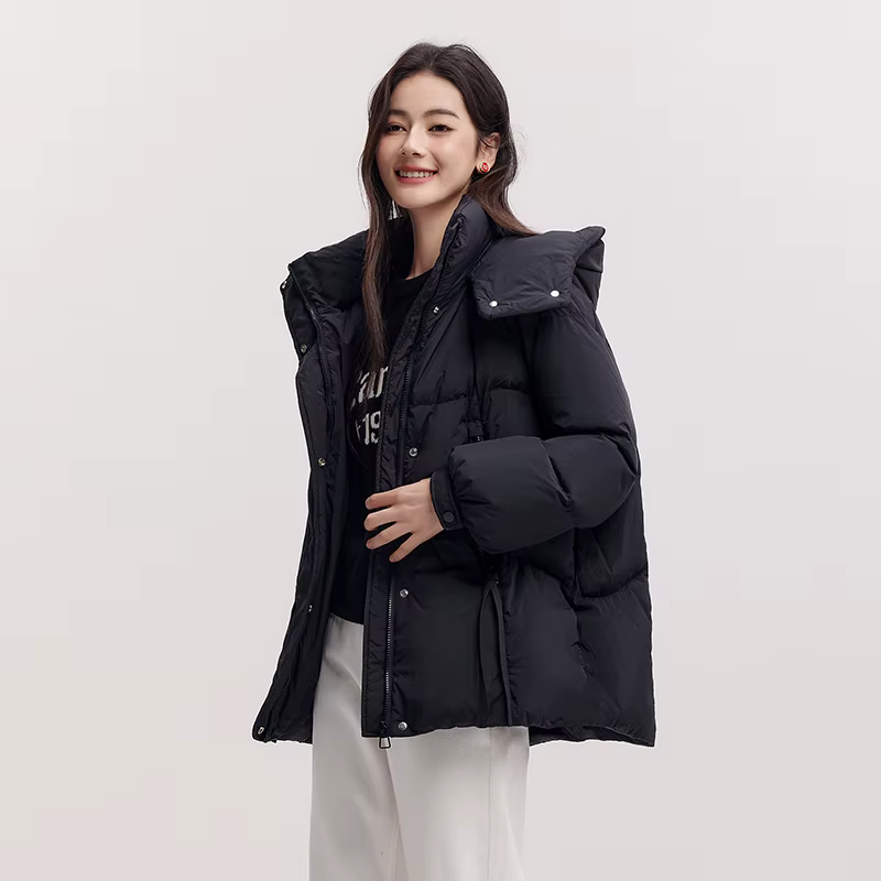 Semir mi-longue doudoune femmes coupe ample à capuche texturé manteau 2025 nouvelles femmes manteaux