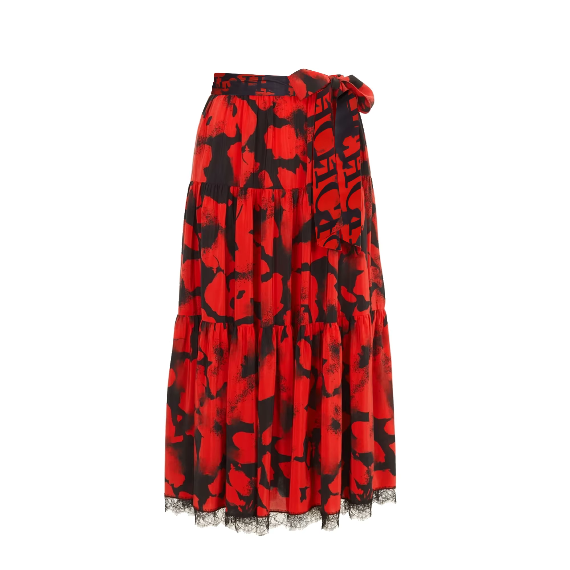 Jupe mi-longue pour femme CHCH, jupe longue irrégulière à imprimé rouge vintage, jupe de mode pour l