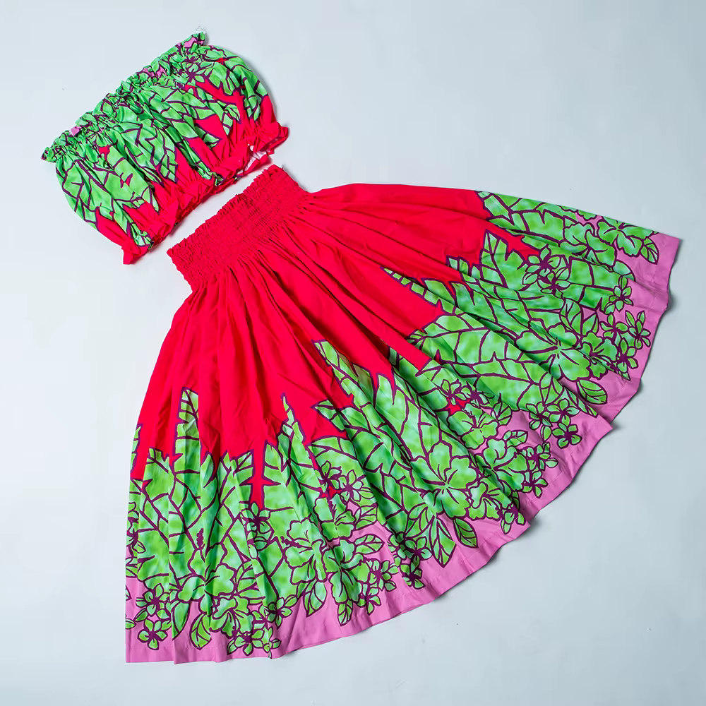 Ensemble de danse Hula hawaïenne populaire d'été, haut Pa'u, jupe à imprimé Floral, tenue de femme, 