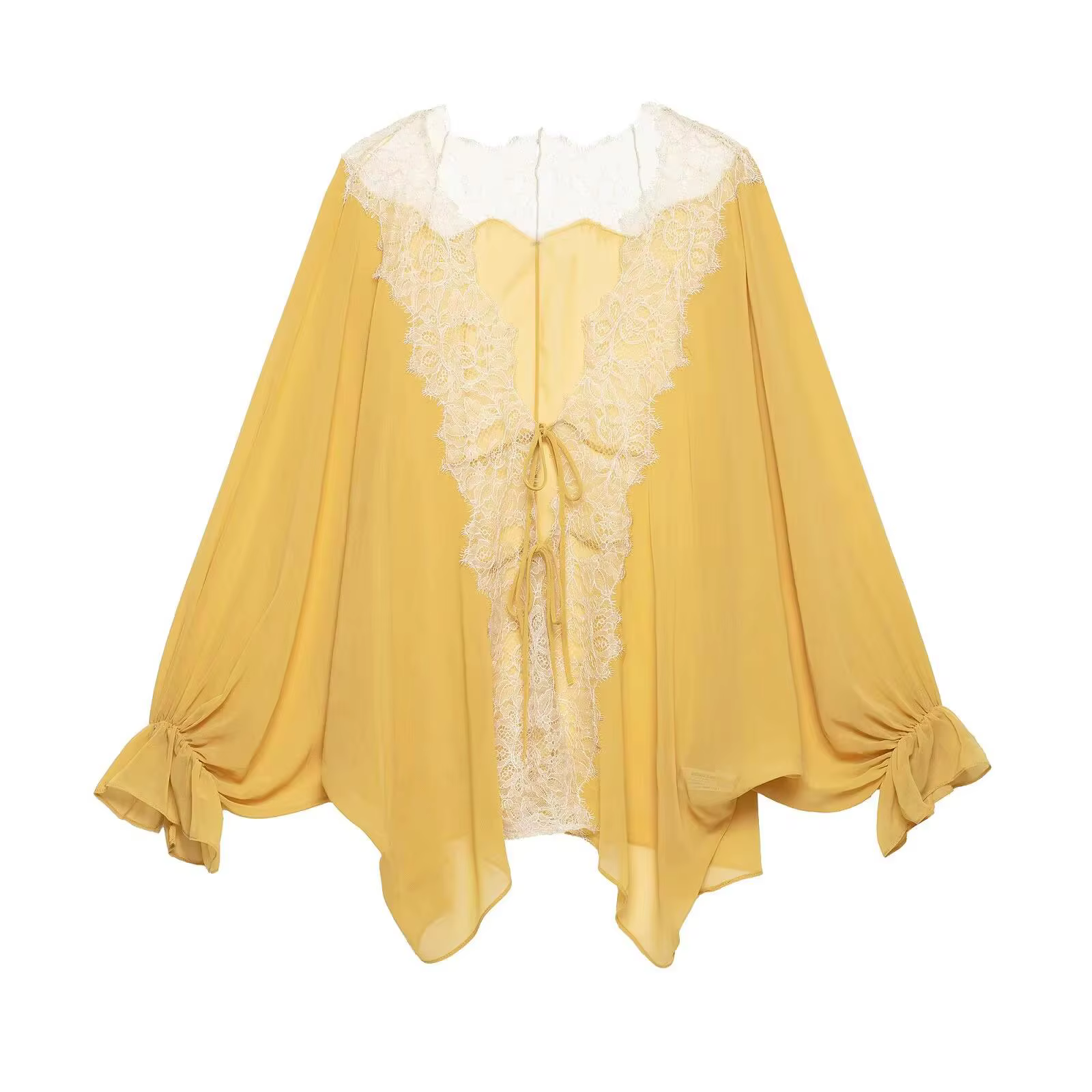 Chemisier léger pour femme Nouvelle collection été 2026 – Chemise à manches longues en dentelle tran