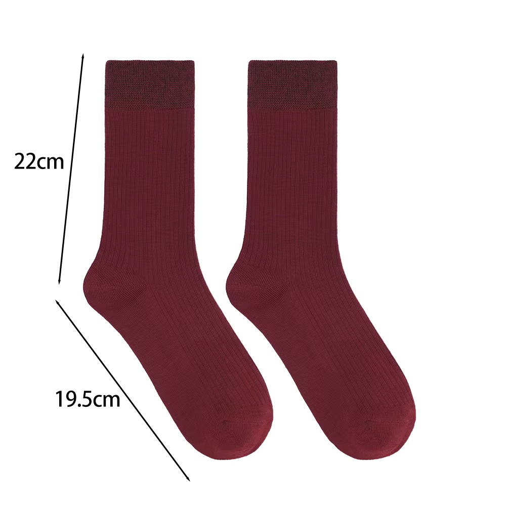 Vin rouge chaussettes longues femmes bas coton couleur unie chaud cuisse haute dames filles rue mode