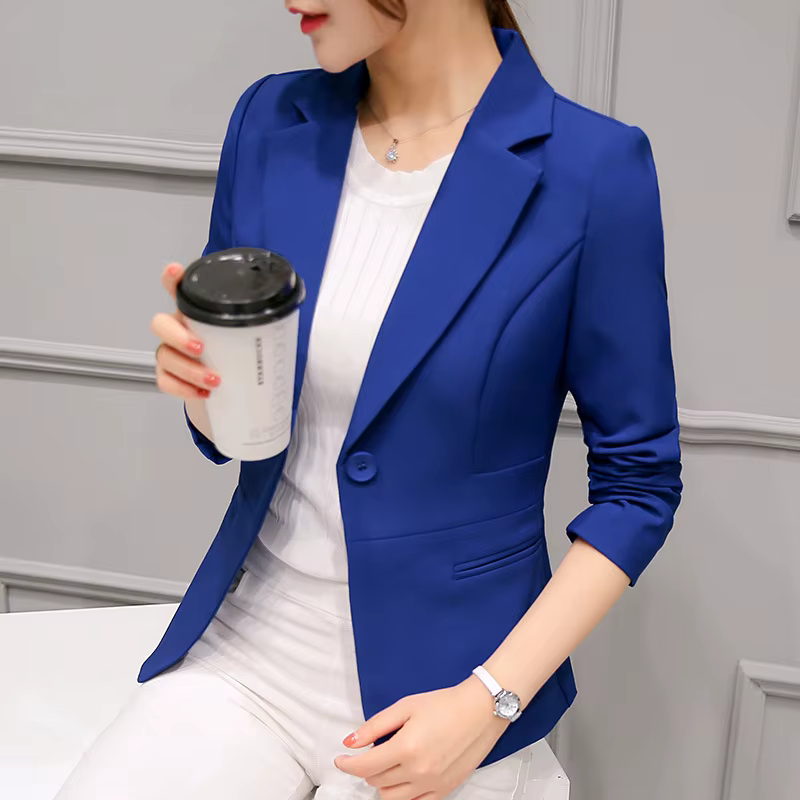 Blazer Femme 2025 bleu à manches longues Blazers poches vestes manteau mince bureau dame veste Femme