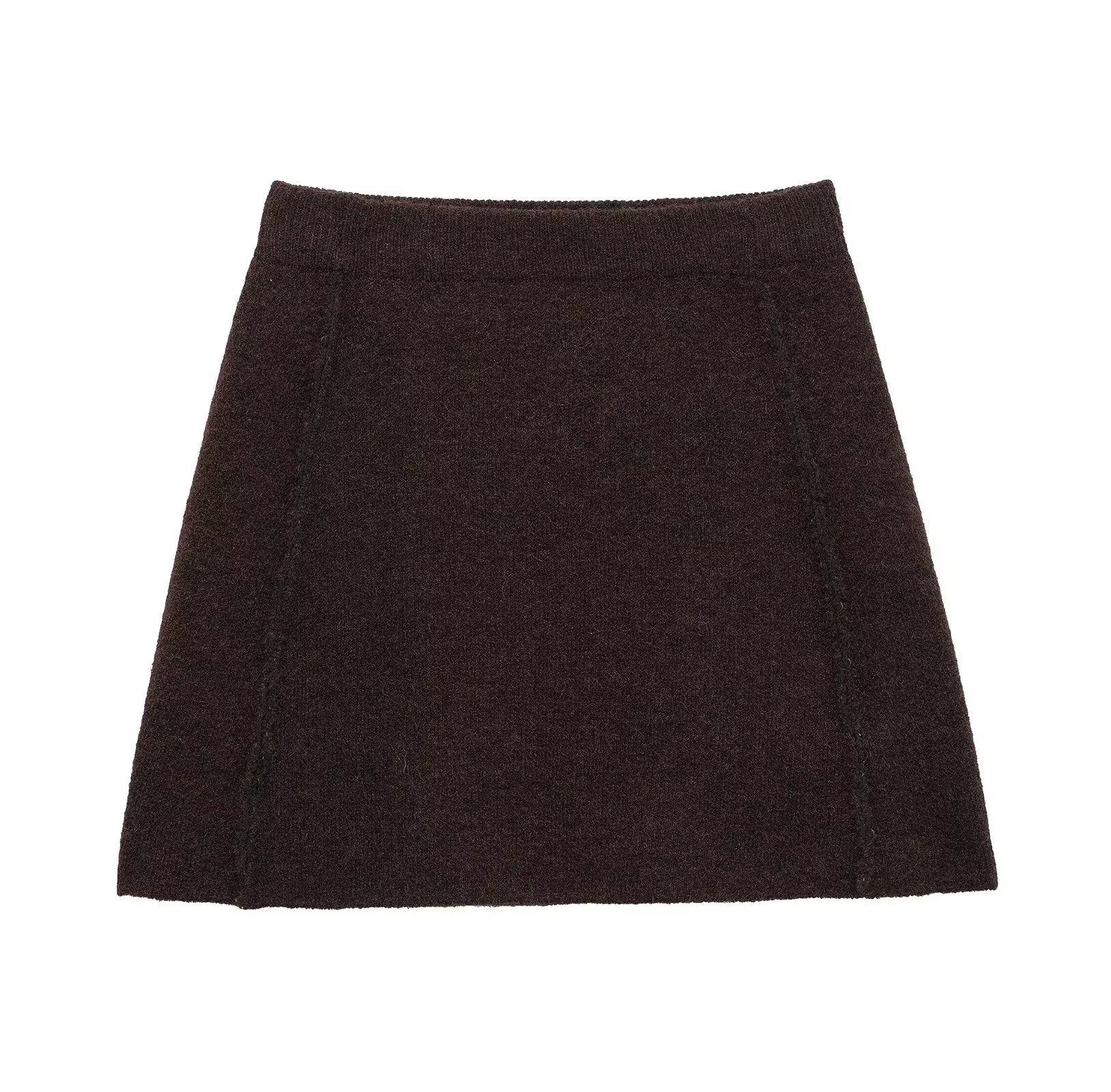 Jupe marron pour femmes, costume à la mode, col rond, tricoté, simple boutonnage, poche, Cardigan + 