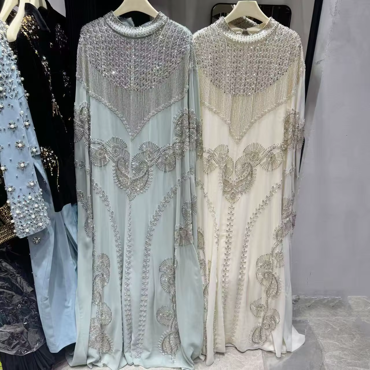 Robe de soirée longue élégante avec voile orné de diamants, nouvelle collection 2026, robe de bal en