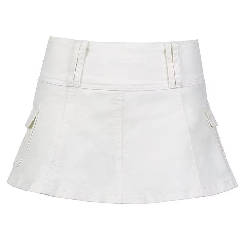Jupe en jean vintage jupe femme mini jupes taille basse noir Poche a-ligne jolie jupe Sexy Harajuk