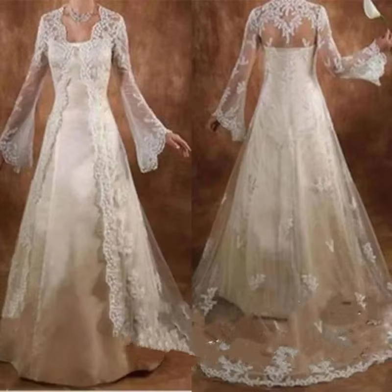 Vestes de mariage en dentelle à manches longues pour femmes, manteau de fête de mariage rond pour pa
