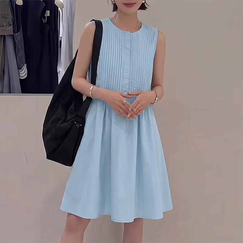 Robes Bohèmes Courtes pour Femmes, Couleur Unie, Décontractées, Mini Robes Amples, Sans Manches, Sty