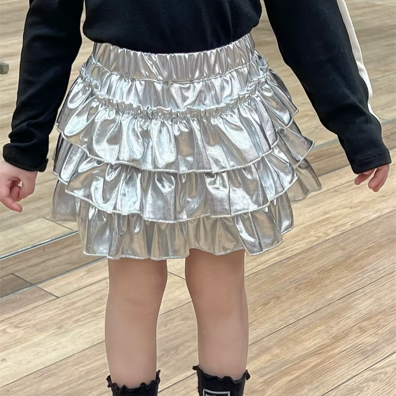 Jupe courte pour filles, vêtements coréens pour enfants, mode ronde, gâteau de danse, nouvelle colle