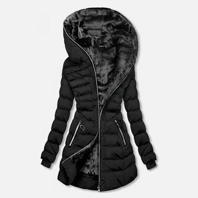 Vestes à capuche doublées en polaire pour femmes, manches longues, rembourrées en coton, coupe d'hiv
