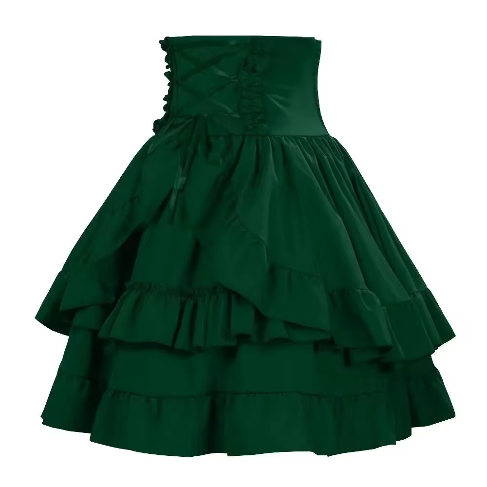 Jupe de style gothique médiéval vintage Y2k pour femmes, jupe bouffante à plusieurs couches, jupe lo