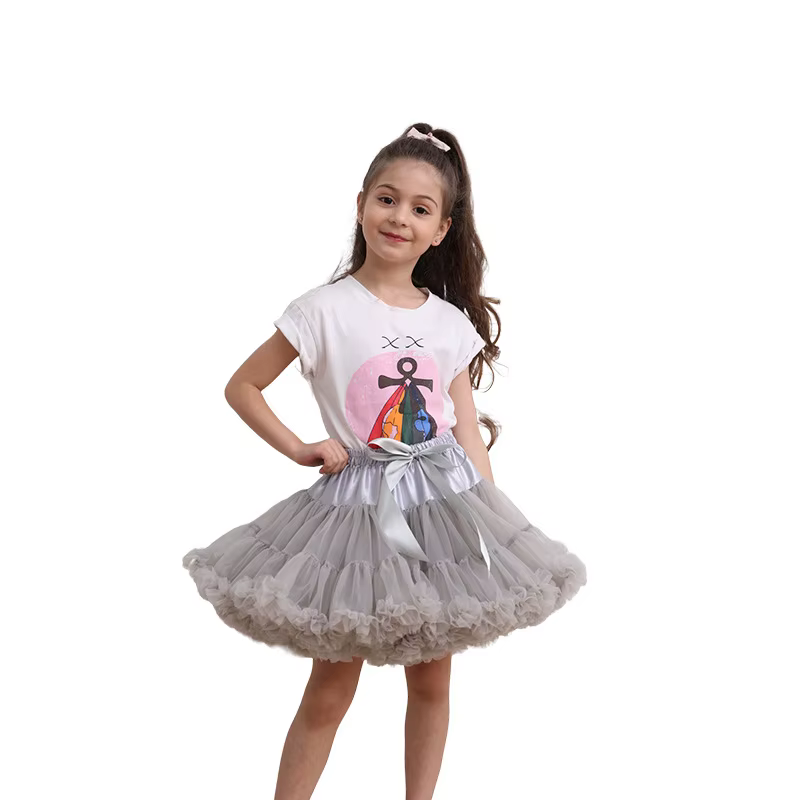 Bébé fille jupe moelleux Ballet solide princesse enfants Tutu jupe mariage fête d'anniversaire dente