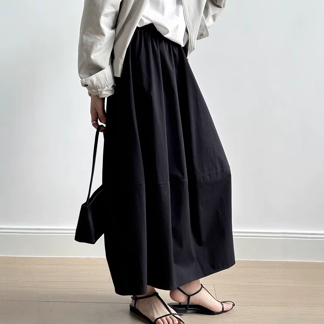 Jupe longue blanche printemps-été pour femme, élégante, taille haute élastique, évasée, style parapl