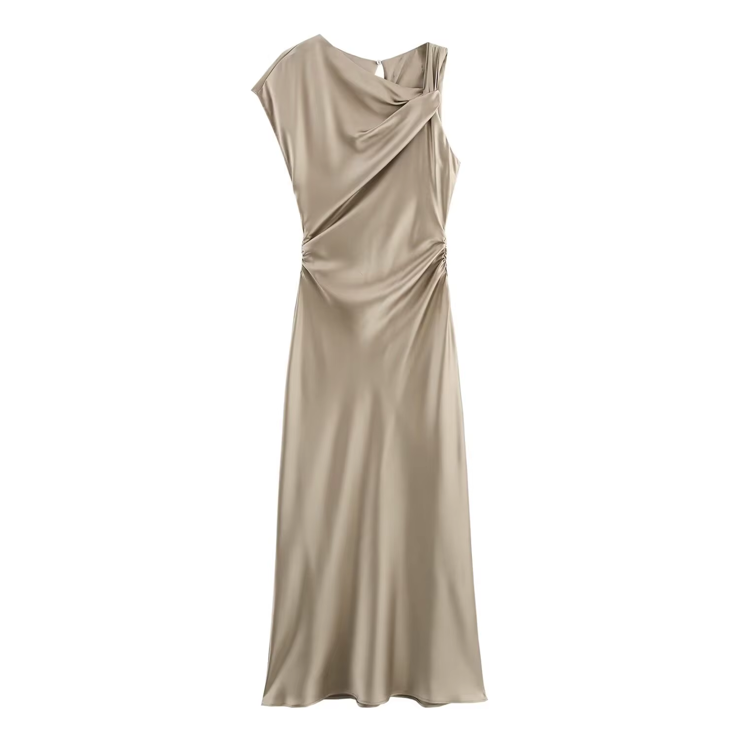 HH – robe longue pour femmes, col rond, décoration pliable, dos nu, ajouré, coupe cintrée, mode été,