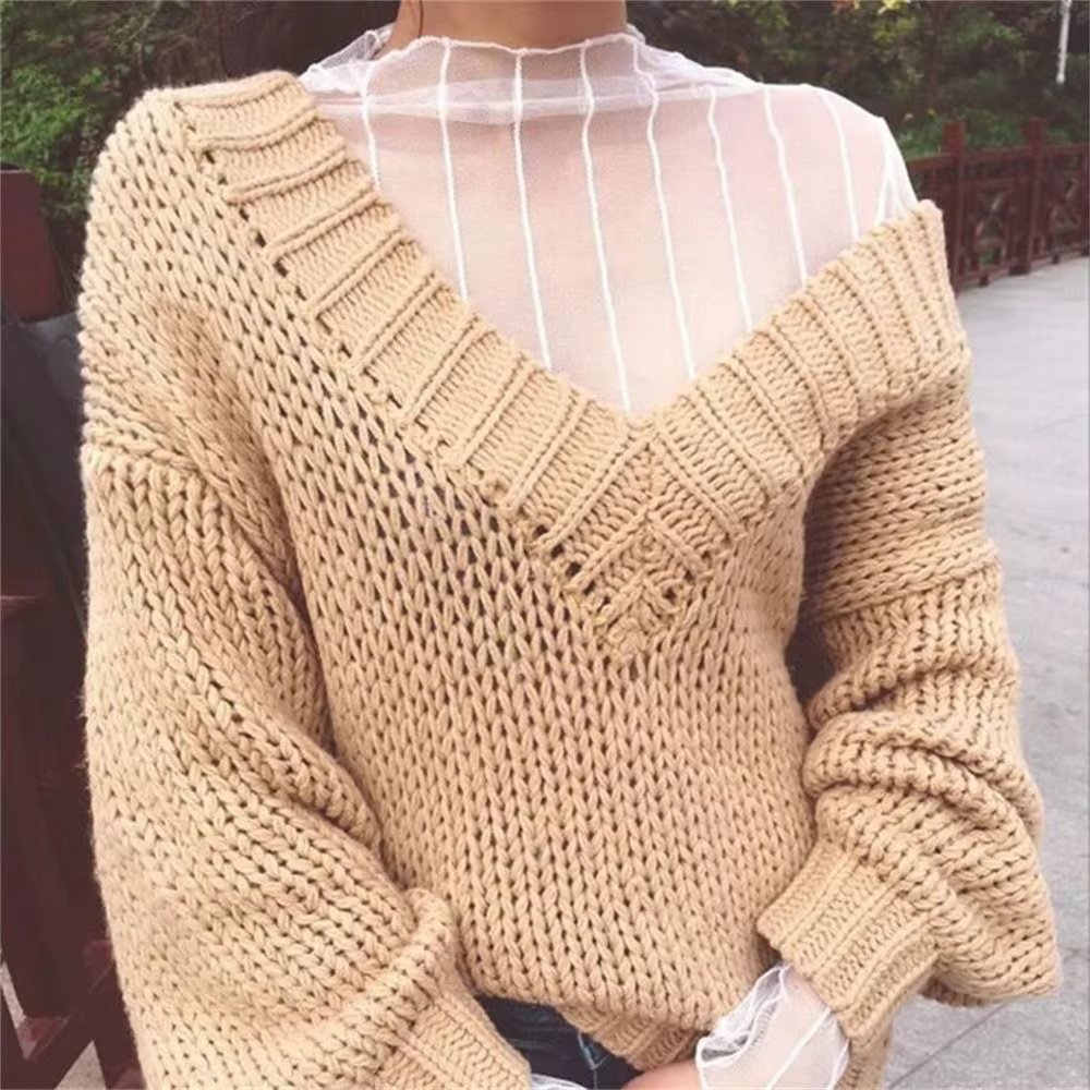 T-shirt à manches longues en dentelle transparente pour femmes et filles, maille résille, chemisiers