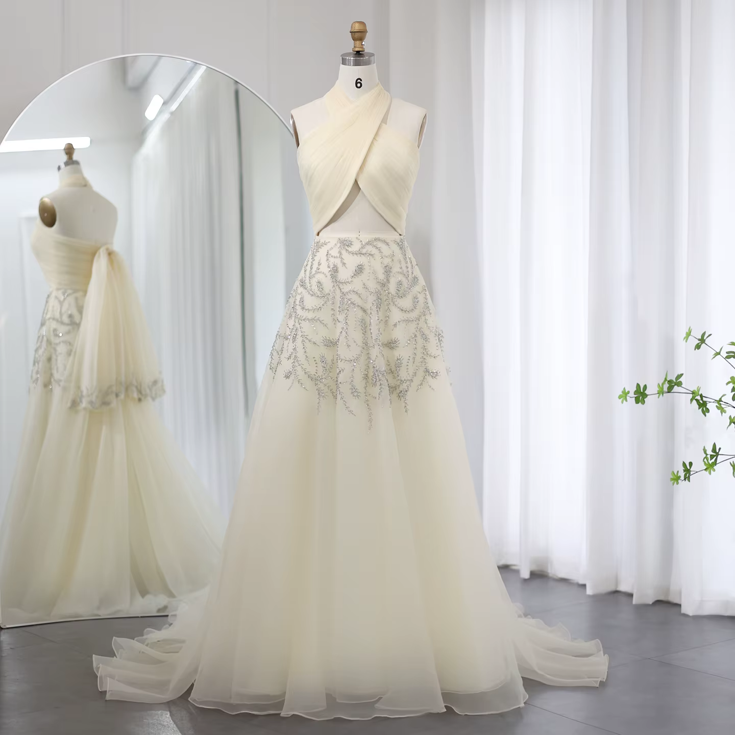 Robe de soirée longue Sharon Said, style arabe, Dubaï, col halter, croisé, pour femmes, mariage, lux