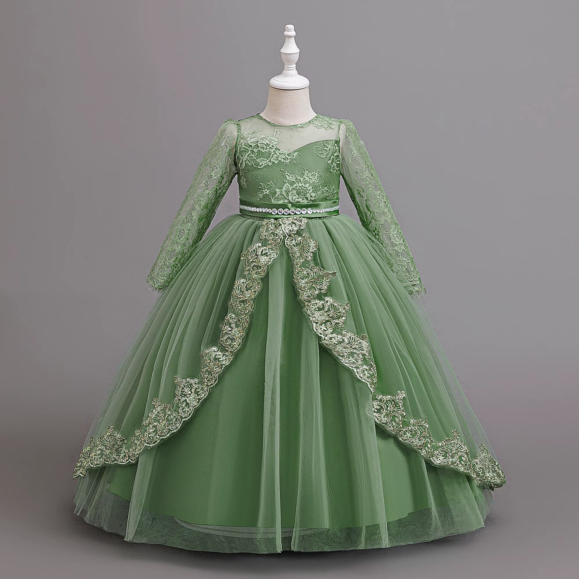 Robes de demoiselle d'honneur de baptême à manches longues, Costumes de mariage en Tulle, robe de pr