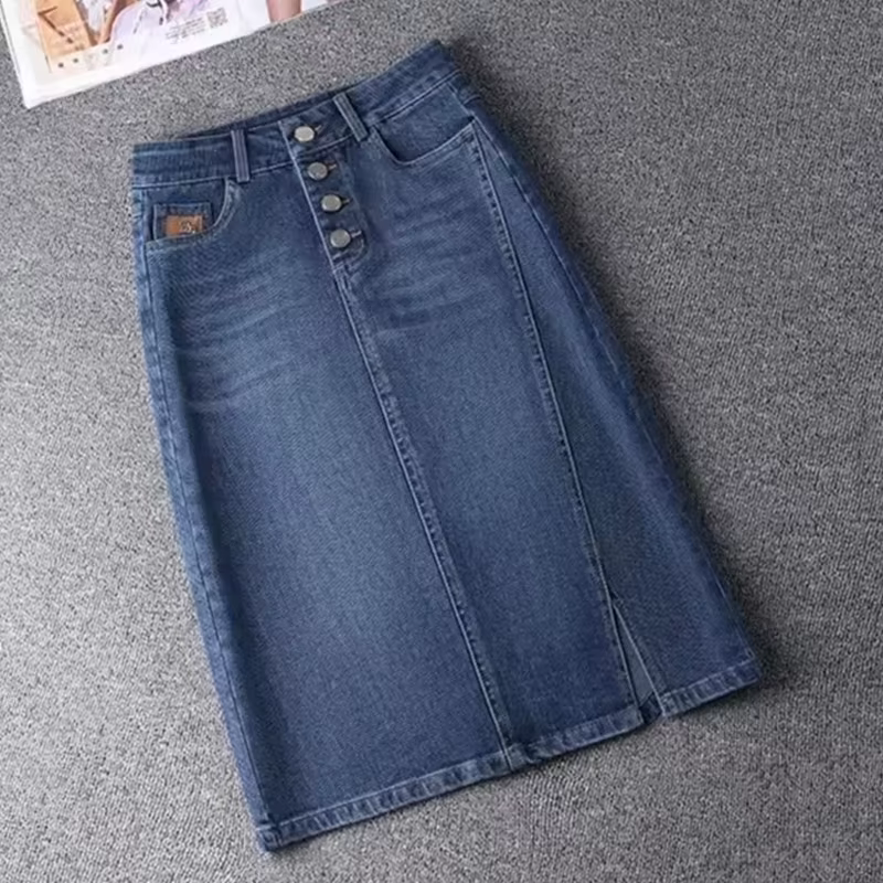 Jupe en jean taille haute fendue pour femme, jupes fourreau sexy, streetwear vintage, mode féminine,