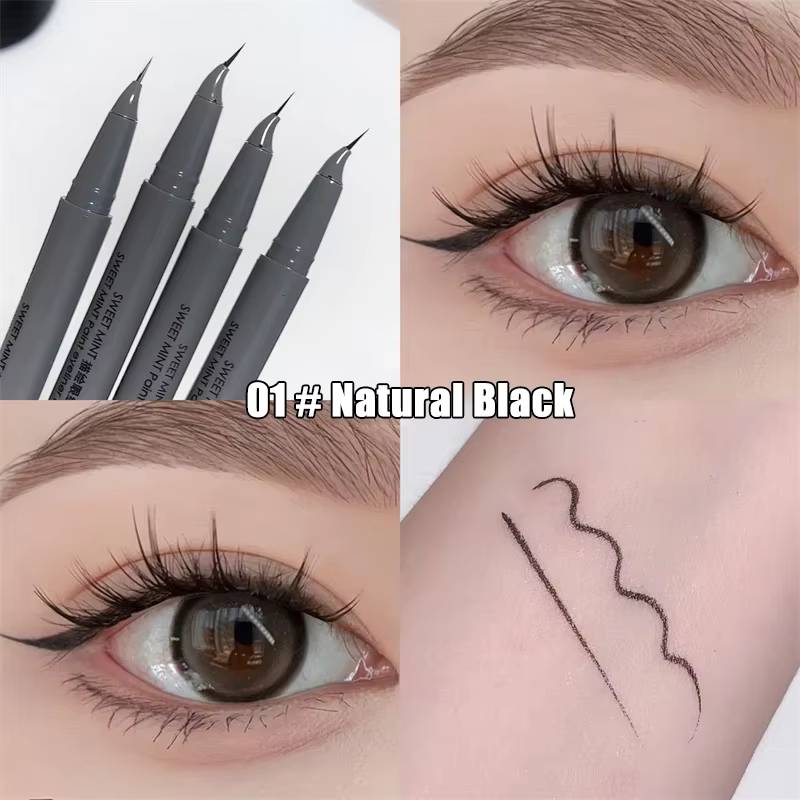 Stylo Eyeliner incurvé, liquide à séchage rapide, facile à dessiner, Ultra-fin, couché, ver à soie,