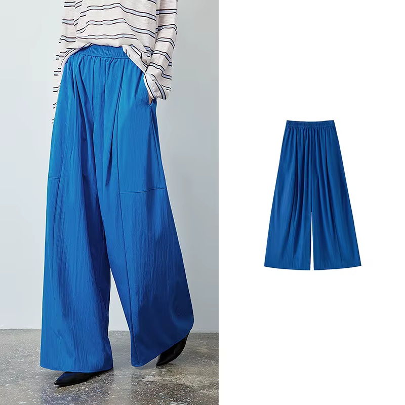 TOYOUTH Pantalon long ample texturé pour femme, nouvelle collection automne 2026, taille haute, déta