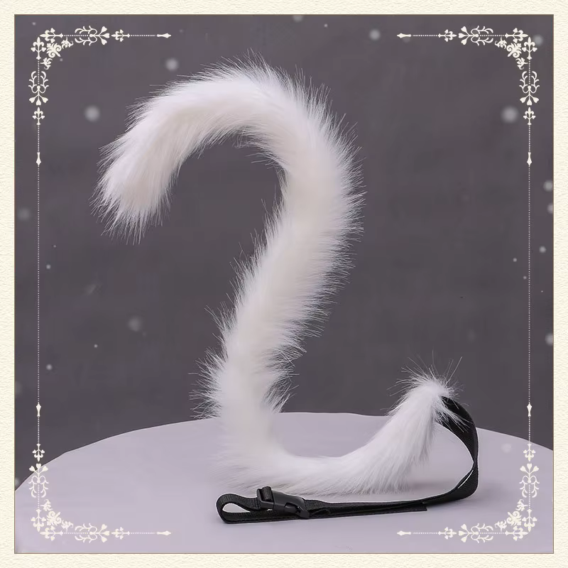 Queue de chat en peluche longue de 80cm, Lolita JK pour filles et femmes, accessoires de Cosplay, ac