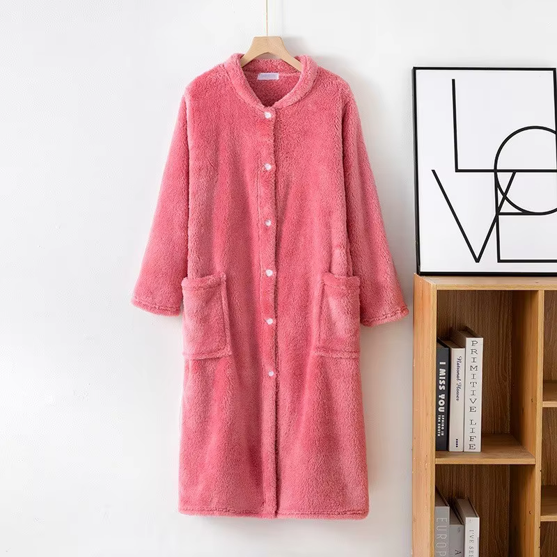 Automne hiver femmes chaud polaire Robe dames doux peignoir femme à manches longues Robe de chambre 