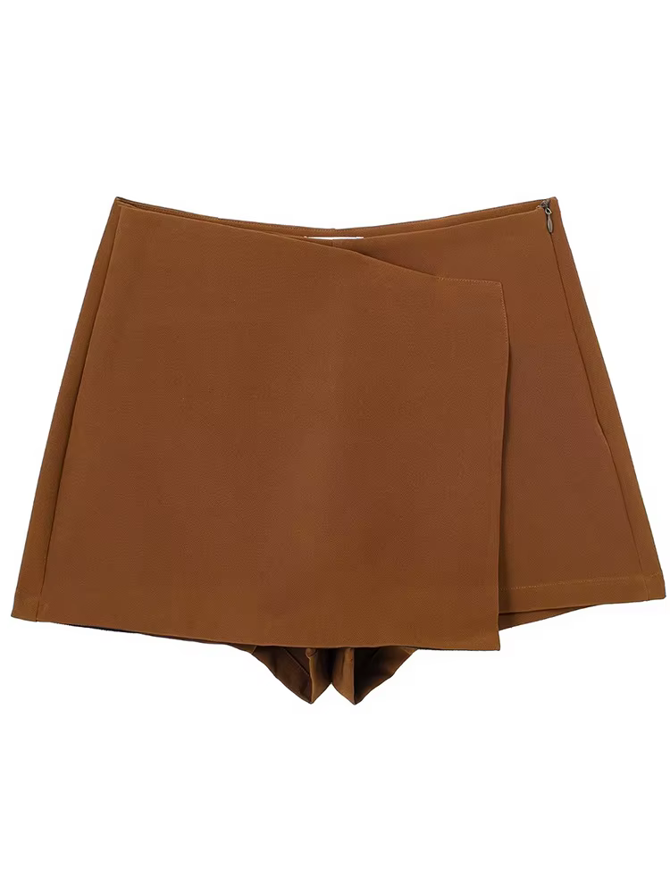 Willshela femmes mode solide asymétrique côté fermeture éclair jupes Shorts Vintage taille haute fem