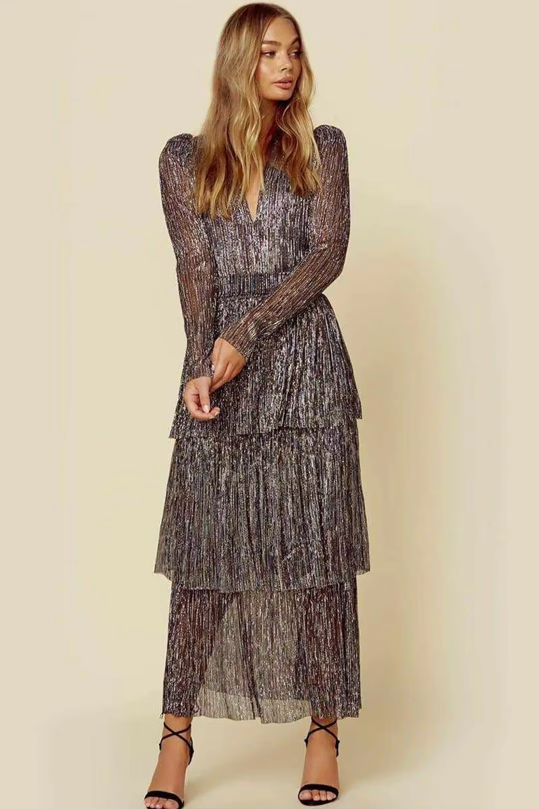 Robe longue imprimée taille haute à la mode, robe noire élégante, Europe et Amérique, 2024