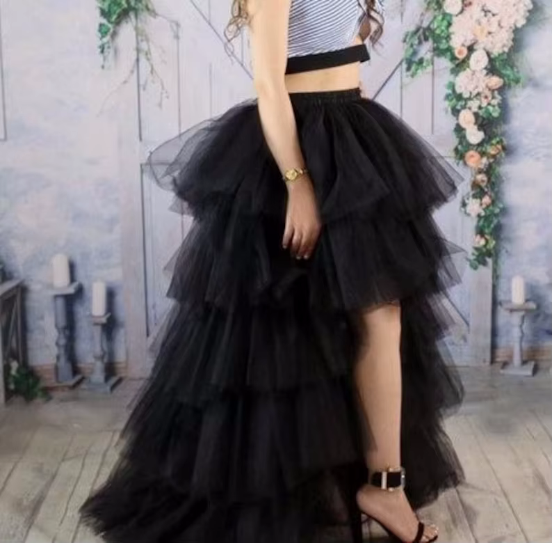 MisShow femmes haut bas Tutu jupes mignon taille élastique Tulle couches à volants maille une ligne