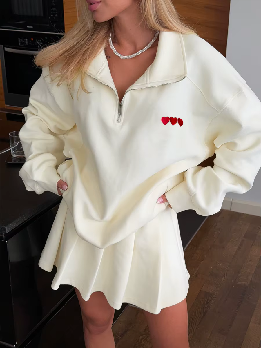 Costume d'été pour femmes avec jupe, survêtement en coton avec fermeture éclair, ensemble haut et ju