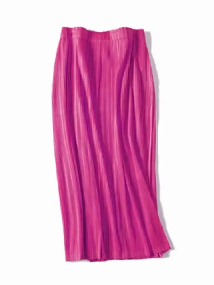 LANMREM-Jupes plissées pour femmes, taille haute élastique, couleur unie, vêtements décontractés, no
